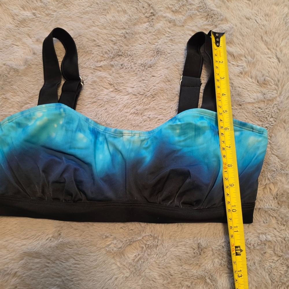 Athleta Tie Dye Ombre Blue Black Sports Bra Bikini Top 34 D/DD - Picture 3 of 6